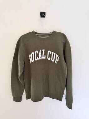 Socal Cup Olive Green Super Soft Volleyball Crewneck Sweater-Size M